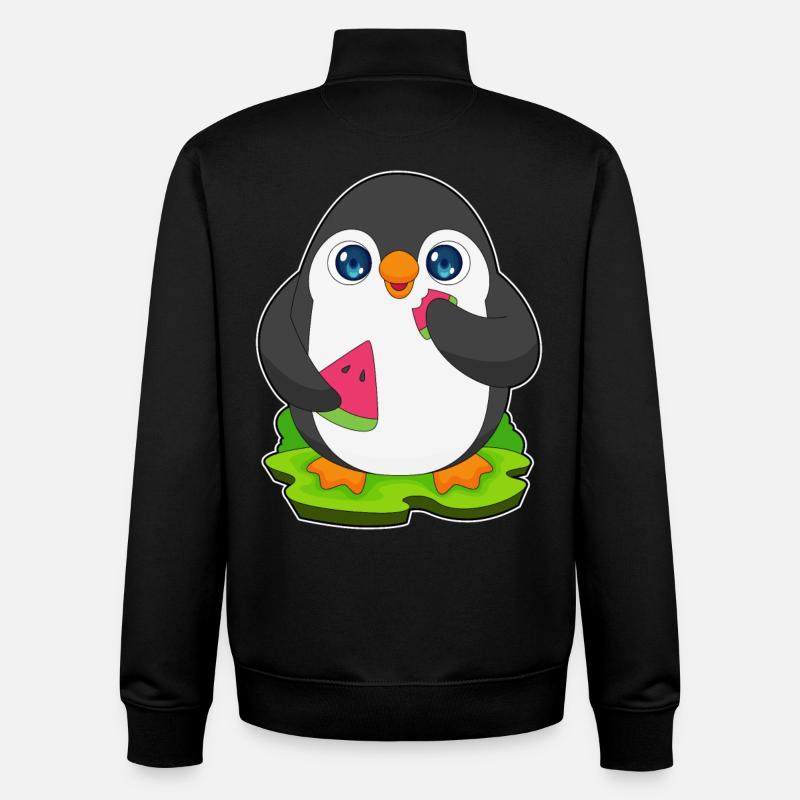 Pinguin Wassermelone Frucht - Unisex Organic Zip Sweatshirt von Stanley/Stella - Schwarz
