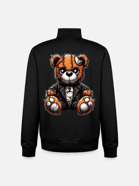 Punk Rebel Plush Teddy Bear - Unisex Organic Zip Sweatshirt by Stanley/Stella - black