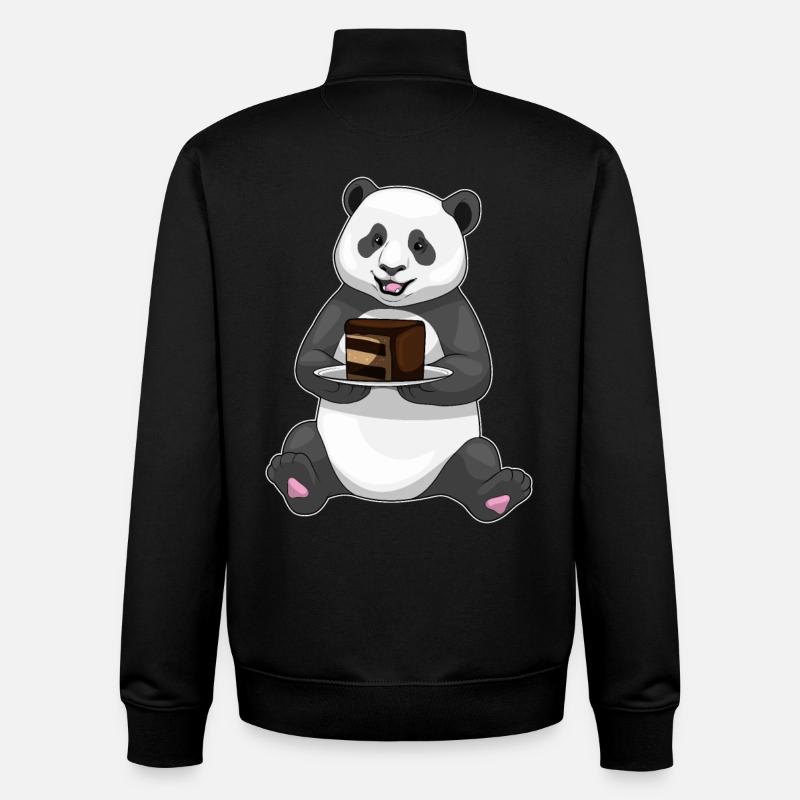 Gâteau Panda - Sweat zippé unisexe en coton bio Stanley/Stella - noir