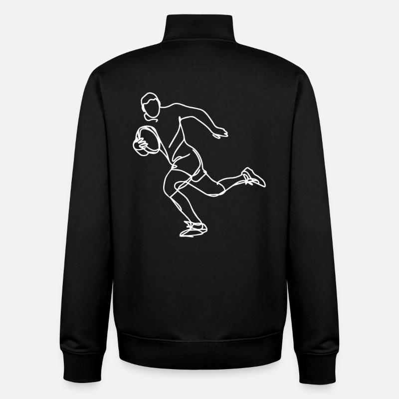 Dessin de joueur de rugby - Sweat zippé unisexe en coton bio Stanley/Stella - noir