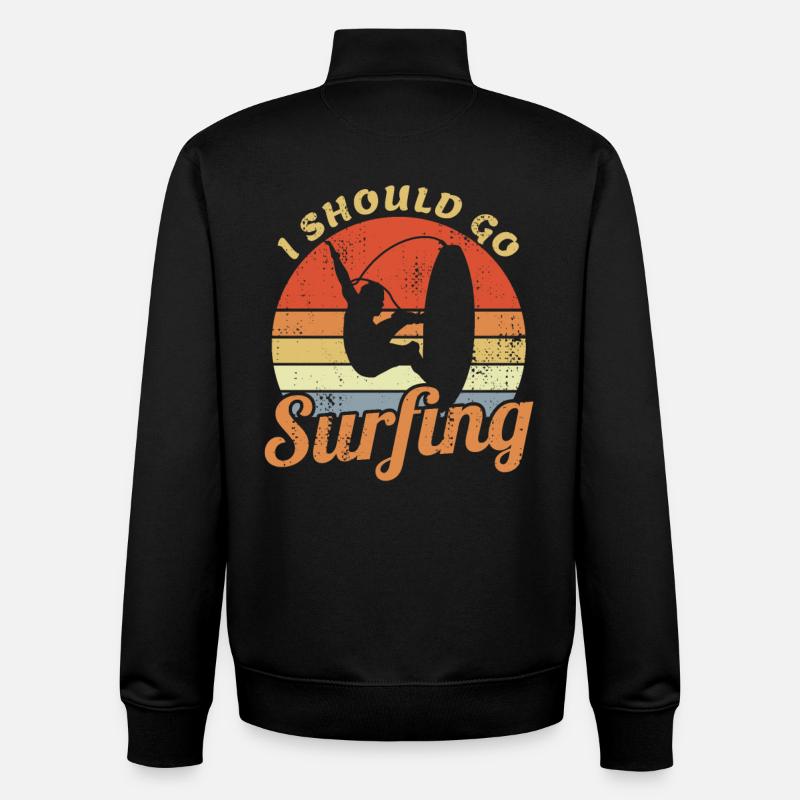 Wave Rider Joke - Unisex Organic Zip Sweatshirt by Stanley/Stella - black