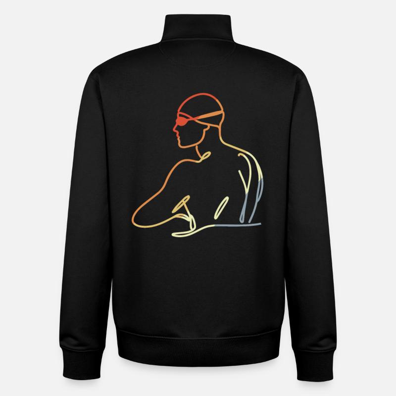 Dessin de nageur professionnel - Sweat zippé unisexe en coton bio Stanley/Stella - noir