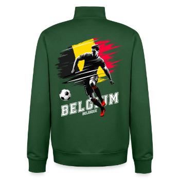 Football Belgique Flag Joueur de drapeau - Sweat zippé unisexe en coton bio Stanley/Stella - vert bouteille - Dos - AI Model Male 185 dark (185cm)