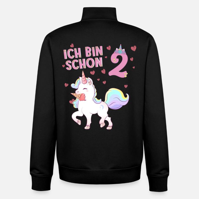 ich bin schon 2 Einhorn  - Unisex Organic Zip Sweatshirt von Stanley/Stella - Schwarz