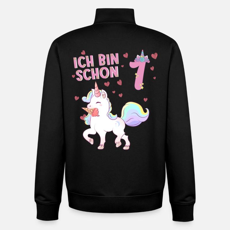 ich bin schon 1 Einhorn - Unisex Organic Zip Sweatshirt von Stanley/Stella - Schwarz