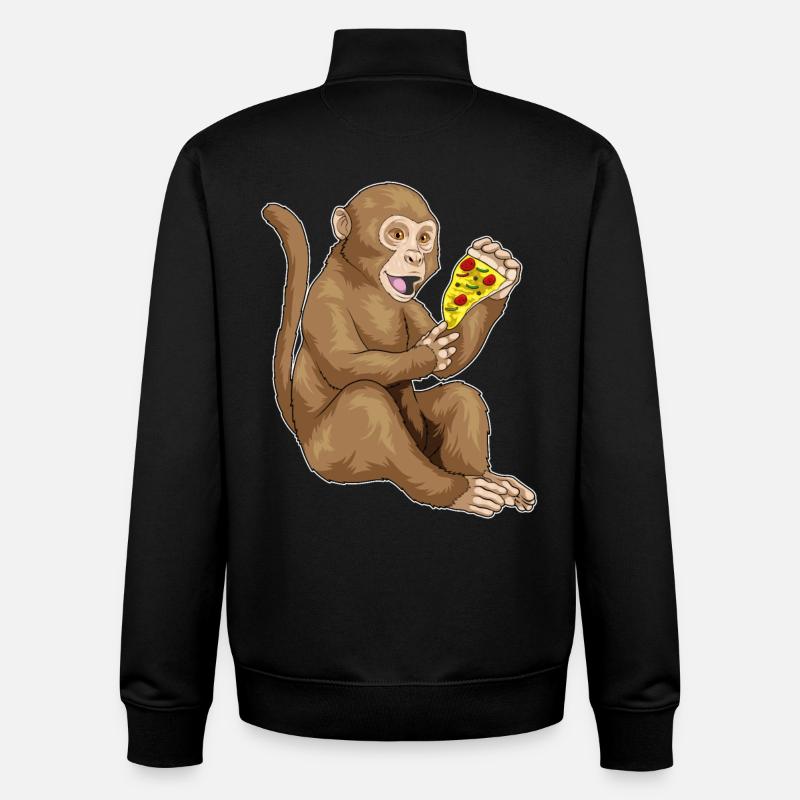 Affe Pizza - Unisex Organic Zip Sweatshirt von Stanley/Stella - Schwarz