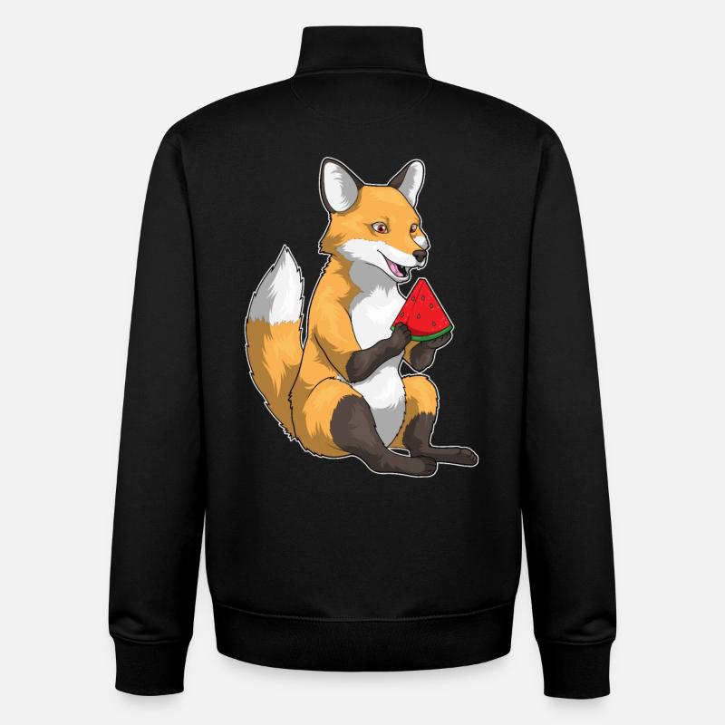 Fruit de la pastèque Fox - Sweat zippé unisexe en coton bio Stanley/Stella - noir