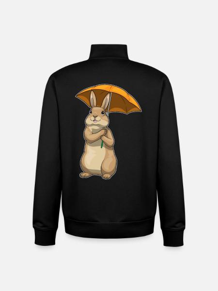 Parapluie Lapin - Sweat zippé unisexe en coton bio Stanley/Stella - noir