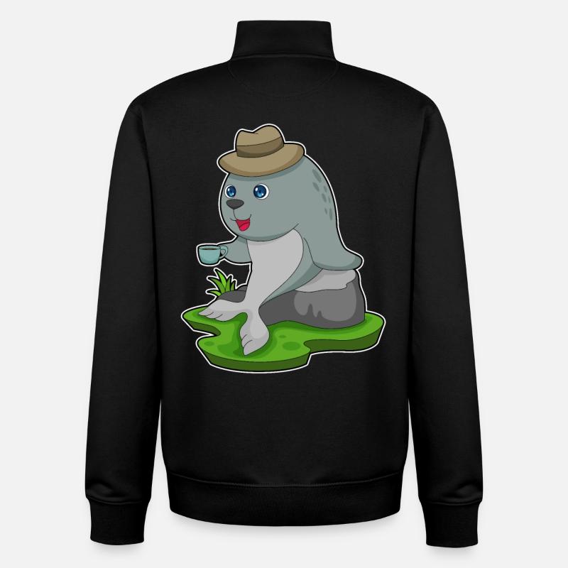 Seal Coffee Mug - Unisex Organic Zip Sweatshirt by Stanley/Stella - black