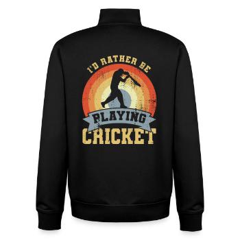 I’d Rather Be Playing Cricket - Unisex Organic Zip Sweatshirt von Stanley/Stella - Schwarz - Hinten - AI Model Male 185 light (185cm)