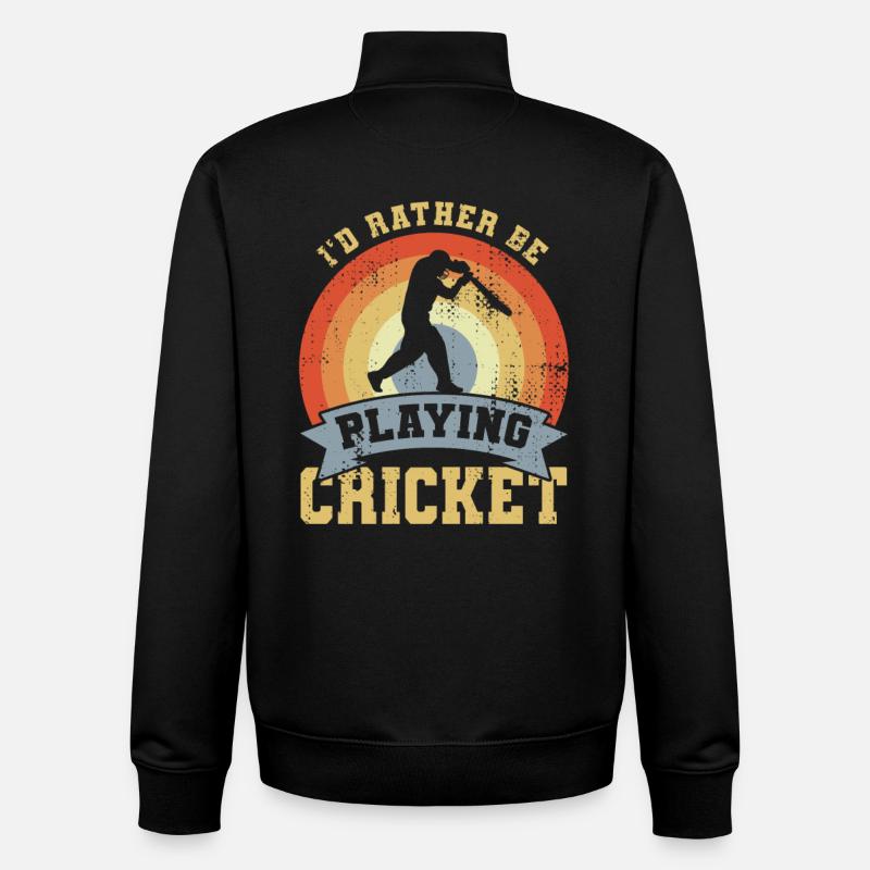I’d Rather Be Playing Cricket - Unisex Organic Zip Sweatshirt von Stanley/Stella - Schwarz