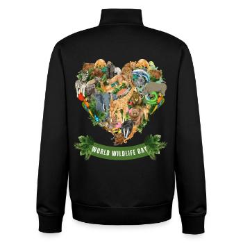 Journée mondiale de la vie sauvage - Amoureux de la faune - Sweat zippé unisexe en coton bio Stanley/Stella - noir - Dos - AI Model Male 185 light (185cm)
