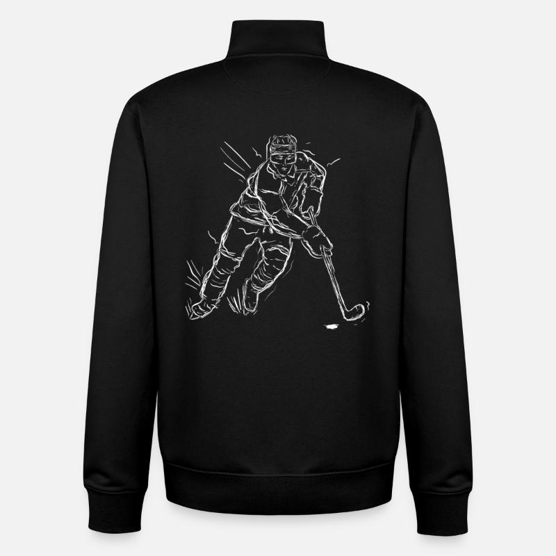 Graphismes de hockey sur glace - Sweat zippé unisexe en coton bio Stanley/Stella - noir