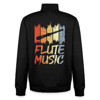 Musique de flûte vintage - Sweat zippé unisexe en coton bio Stanley/Stella - noir - Dos - AI Model Male 185 light (185cm)