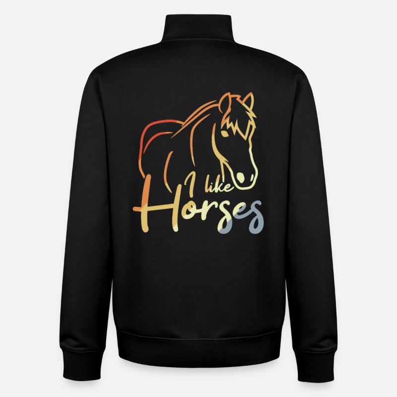J’aime les chevaux - Sweat zippé unisexe en coton bio Stanley/Stella - noir