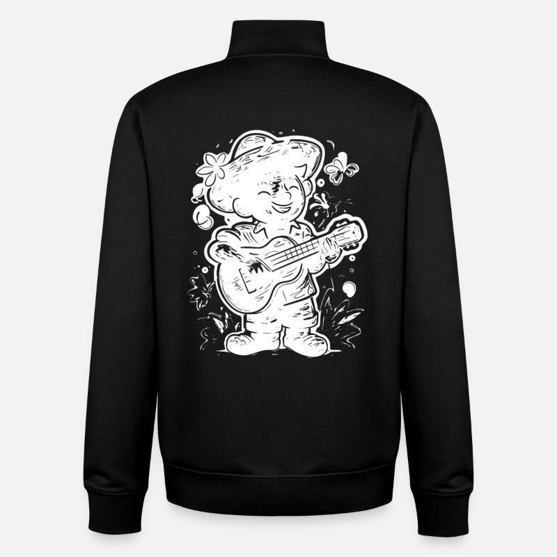 Ukulele Player Graphics - Unisex Organic Zip Sweatshirt by Stanley/Stella - black