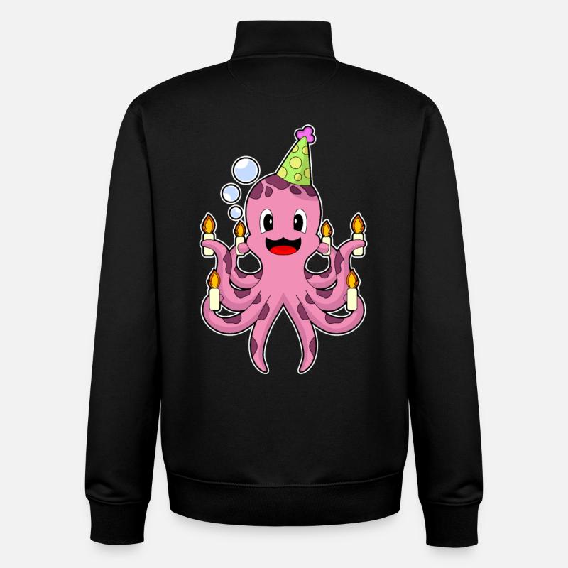Bougies d’anniversaire Octopus - Sweat zippé unisexe en coton bio Stanley/Stella - noir
