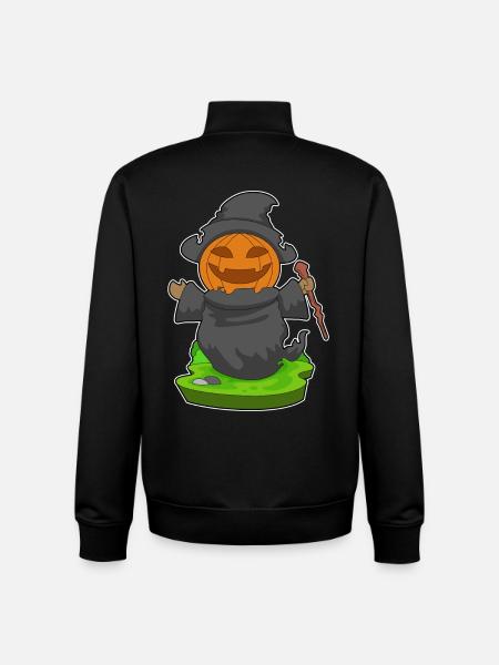 Witch Halloween Pumpkin - Unisex Organic Zip Sweatshirt by Stanley/Stella - black
