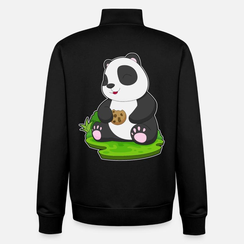 Biscuit Panda - Sweat zippé unisexe en coton bio Stanley/Stella - noir