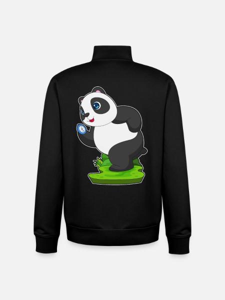 Panda Jogger Jogging Sport - Unisex Organic Zip Sweatshirt by Stanley/Stella - black