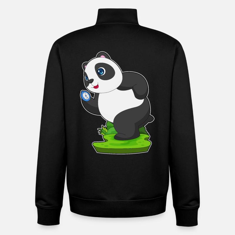 Panda Jogger Chronomètre Jogging - Sweat zippé unisexe en coton bio Stanley/Stella - noir