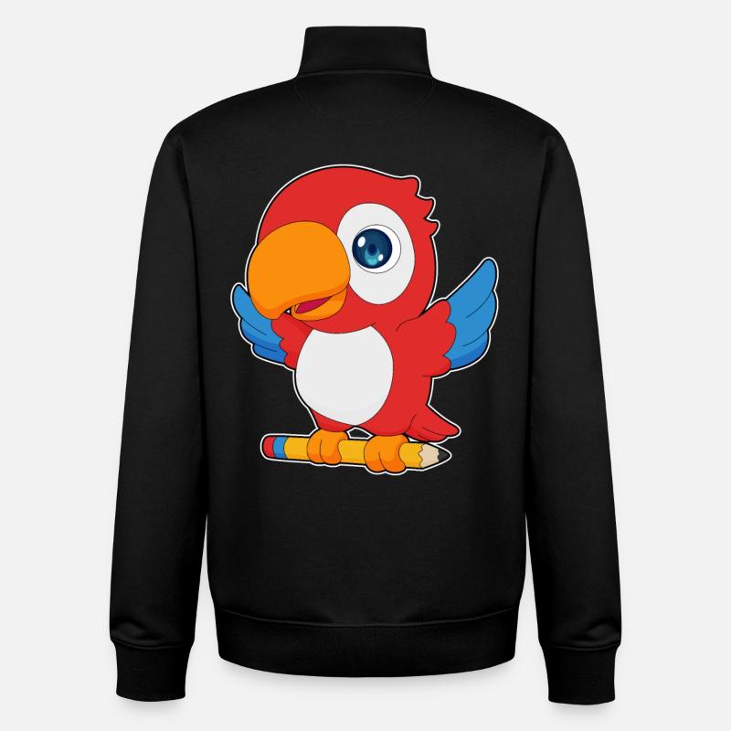 Papagei Schüler Bleistift Schule - Unisex Organic Zip Sweatshirt von Stanley/Stella - Schwarz