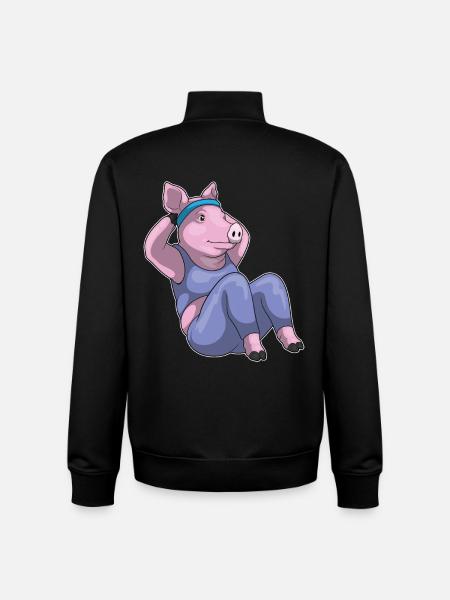 Pig Abdominal Workout Bodybuilding - Unisex Organic Zip Sweatshirt by Stanley/Stella - black