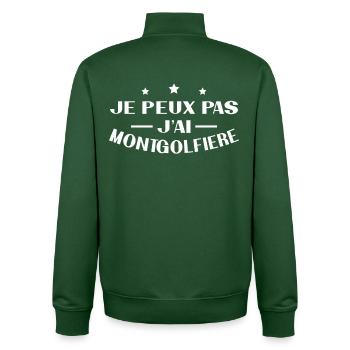 I can't I have hot air balloon - Unisex Organic Zip Sweatshirt by Stanley/Stella - bottle green - Back - AI Model Male 185 dark (185cm)