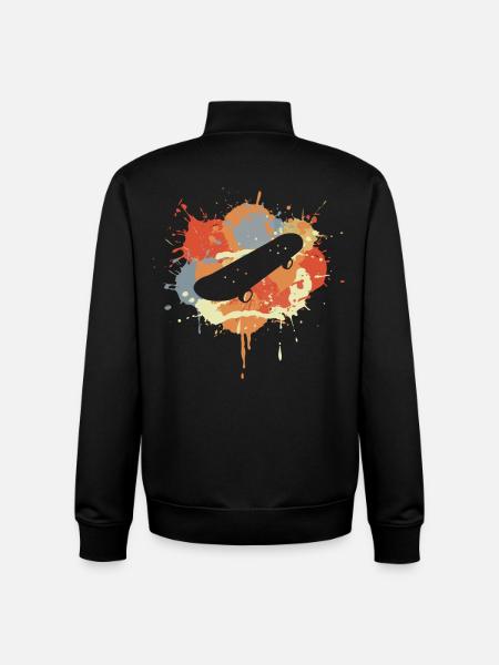 Skateboard Drawing - Unisex Organic Zip Sweatshirt by Stanley/Stella - black