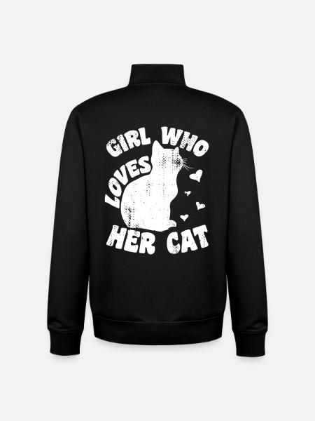 Fille qui aime son chat - Sweat zippé unisexe en coton bio Stanley/Stella - noir