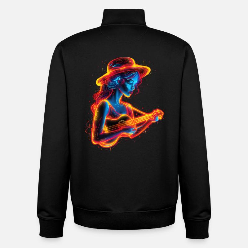 Ukulele player Steamwave - Unisex Organic Zip Sweatshirt by Stanley/Stella - black