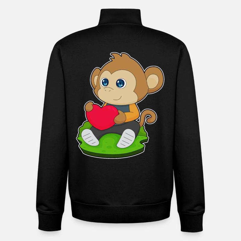 Affe Herz - Unisex Organic Zip Sweatshirt von Stanley/Stella - Schwarz