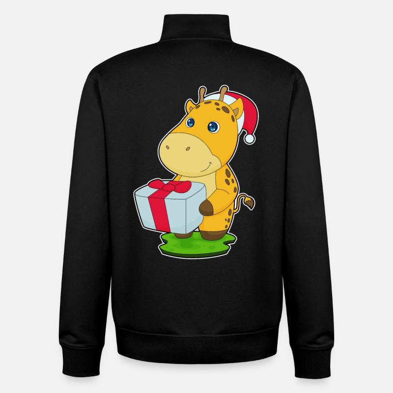 Giraffe Christmas Package - Unisex Organic Zip Sweatshirt by Stanley/Stella - black