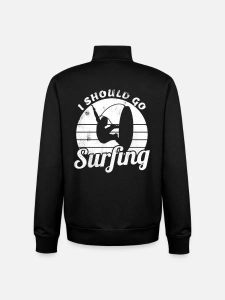 Je devrais aller surfer - Sweat zippé unisexe en coton bio Stanley/Stella - noir