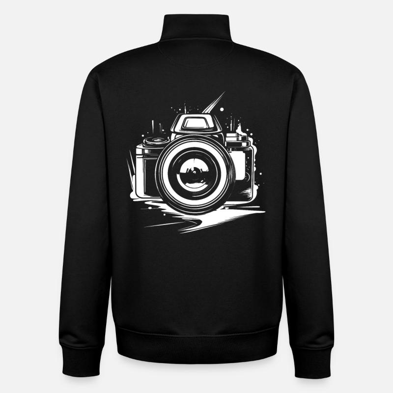 Camera Drawing - Unisex Organic Zip Sweatshirt by Stanley/Stella - black