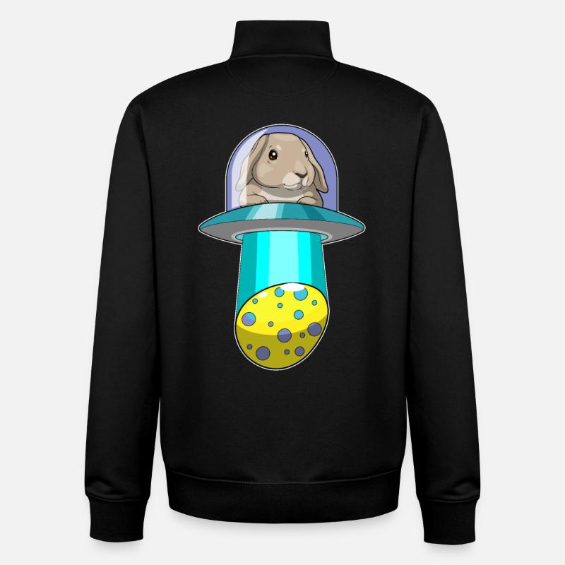 Bunny Easter Spaceship - Unisex Organic Zip Sweatshirt by Stanley/Stella - black