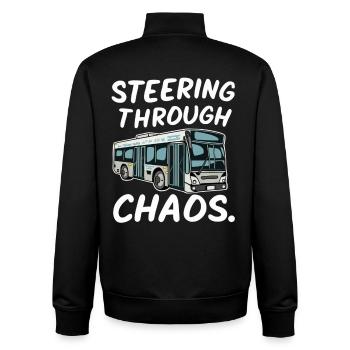 Chauffeur de bus naviguant dans le chaos Bus de ville drôle - Sweat zippé unisexe en coton bio Stanley/Stella - noir - Dos - AI Model Male 185 light (185cm)