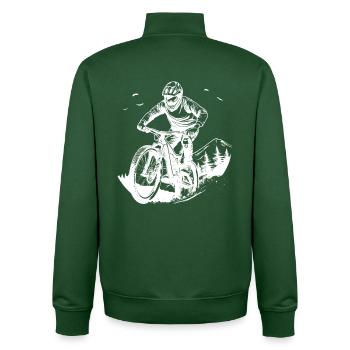 Croquis de vélo de montagne - Sweat zippé unisexe en coton bio Stanley/Stella - vert bouteille - Dos - AI Model Male 185 dark (185cm)