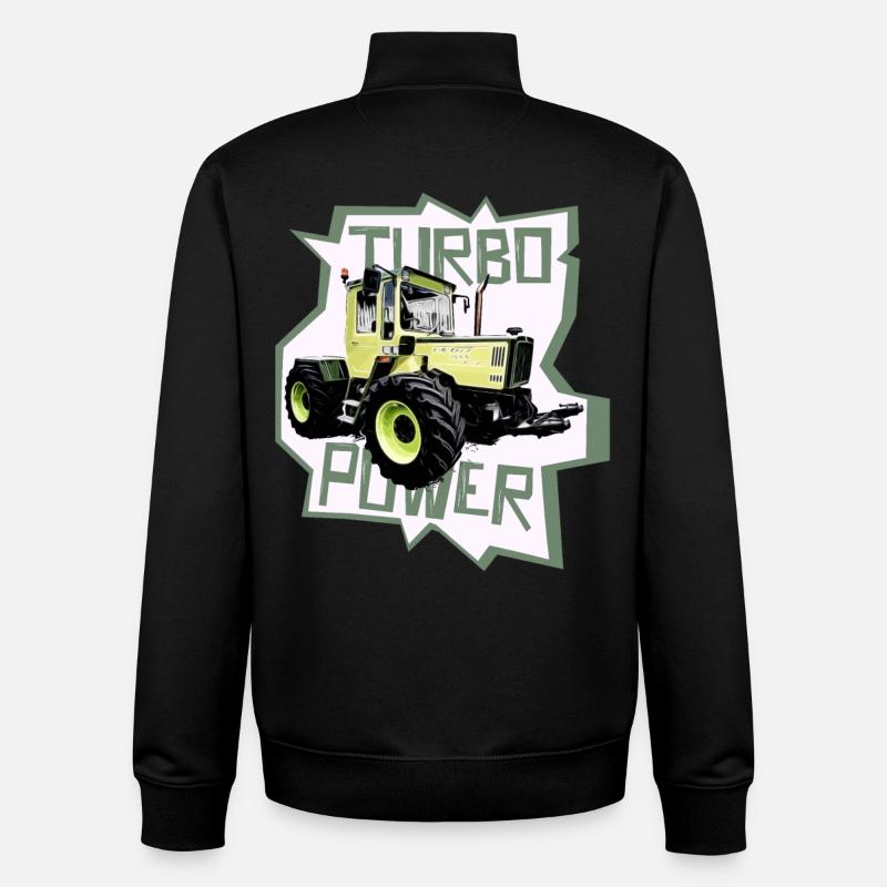 Tracteur MB trac turbo power - Sweat zippé unisexe en coton bio Stanley/Stella - noir