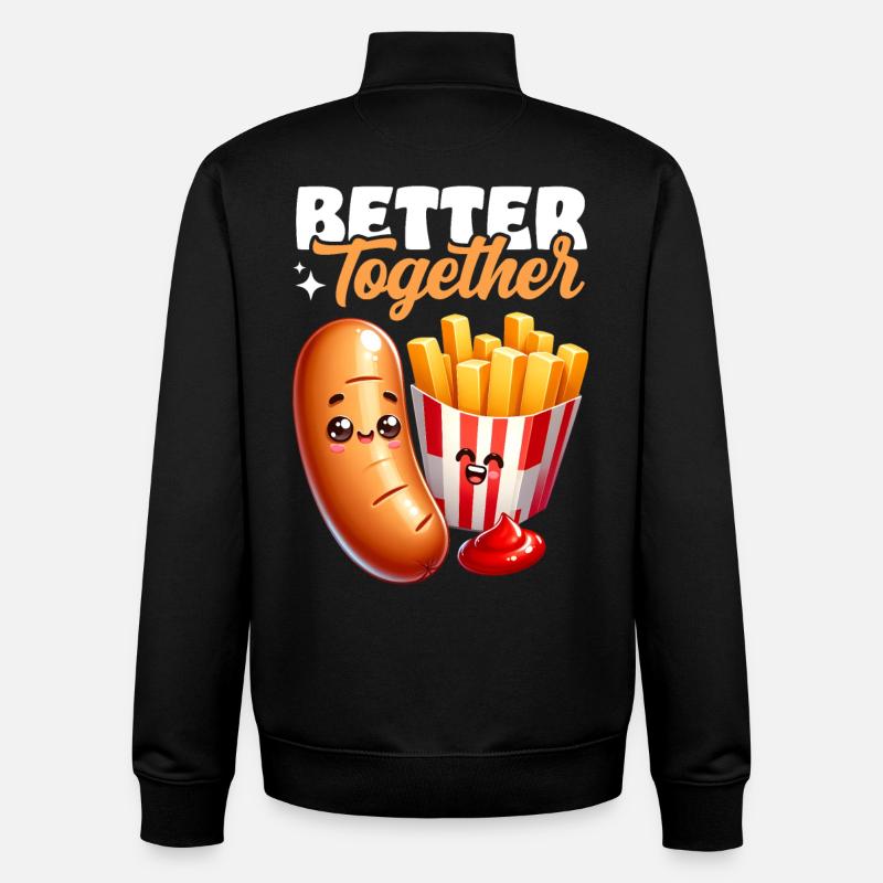 Better Together – Bratwurst Pommes Imbiss - Unisex Organic Zip Sweatshirt von Stanley/Stella - Schwarz