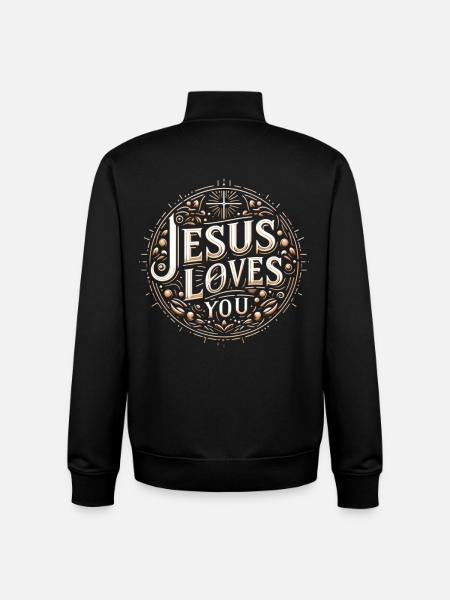 Jesus Loves You Circle - Unisex Organic Zip Sweatshirt by Stanley/Stella - black