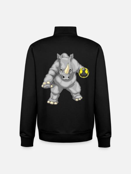 Rhino Handball Player Handball - Unisex Organic Zip Sweatshirt by Stanley/Stella - black