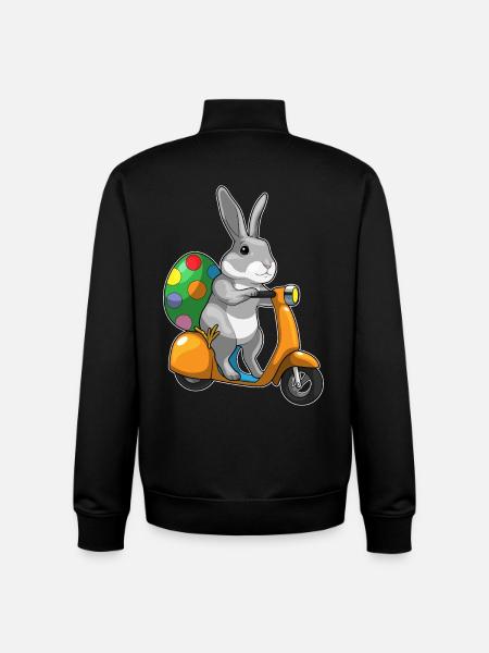 Hase Ostern Motorroller - Unisex Organic Zip Sweatshirt von Stanley/Stella - Schwarz