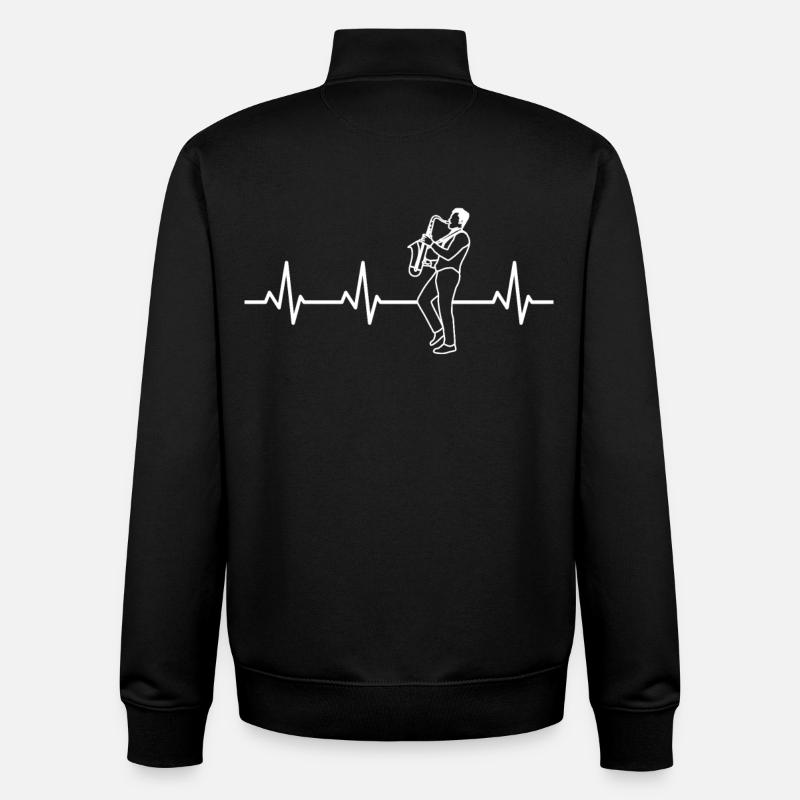 Palpitations cardiaques du saxophoniste - Sweat zippé unisexe en coton bio Stanley/Stella - noir