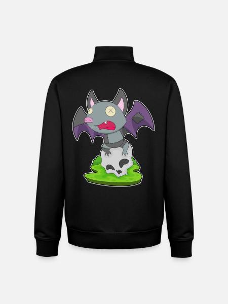 Bat Halloween Skull - Unisex Organic Zip Sweatshirt by Stanley/Stella - black
