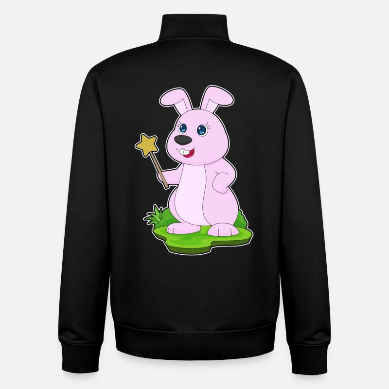 Baguette de sorcier lapin - Sweat zippé unisexe en coton bio Stanley/Stella - noir