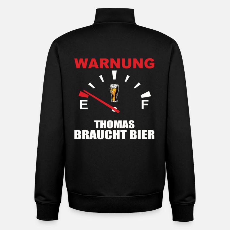 Humorvolles Bierwarnungs-Design - Unisex Organic Zip Sweatshirt von Stanley/Stella - Schwarz