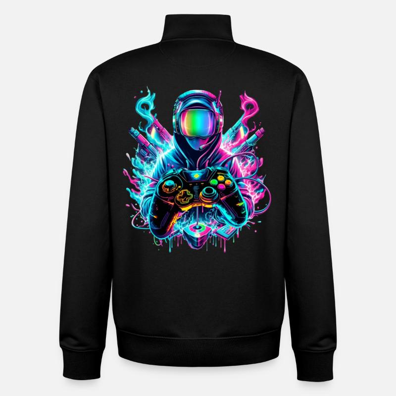 Gamer Synthwave Gaming Enthusiast - Unisex Organic Zip Sweatshirt von Stanley/Stella - Schwarz