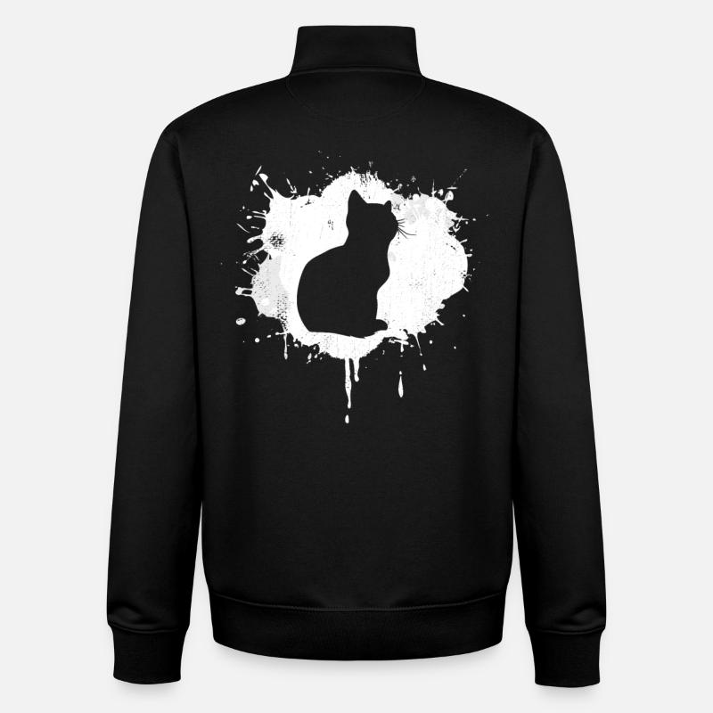 Croquis de chat - Sweat zippé unisexe en coton bio Stanley/Stella - noir