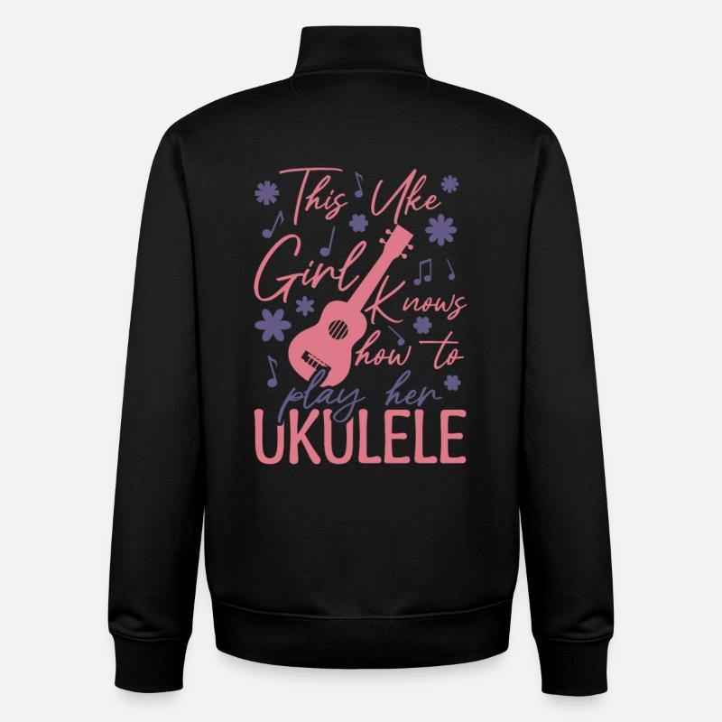 Fille Uke - Sweat zippé unisexe en coton bio Stanley/Stella - noir